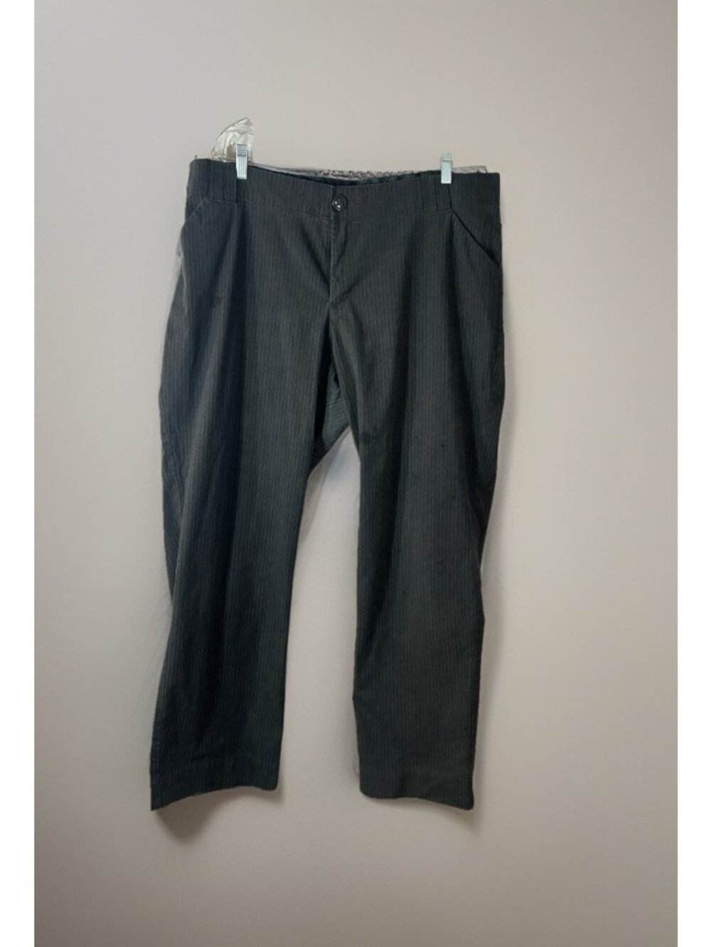 Lee No gap Waistband Pants Womens 20 Medium Gray Pinstripe Stretch Dress slacks